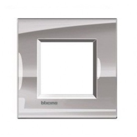 Placa ornament 2 module metal Nickel Bticino Living Light